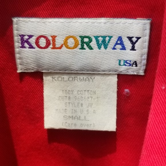 VINTAGE KOLORWAY RED HAND PAINTED BLAZER small - Picture 2 of 2